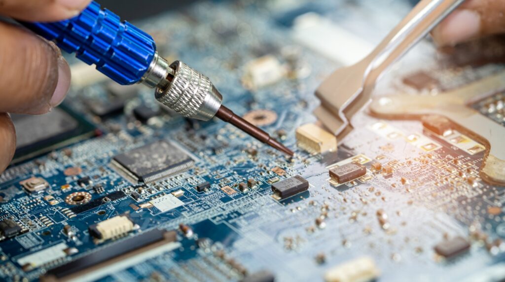 PCB Components being assembled